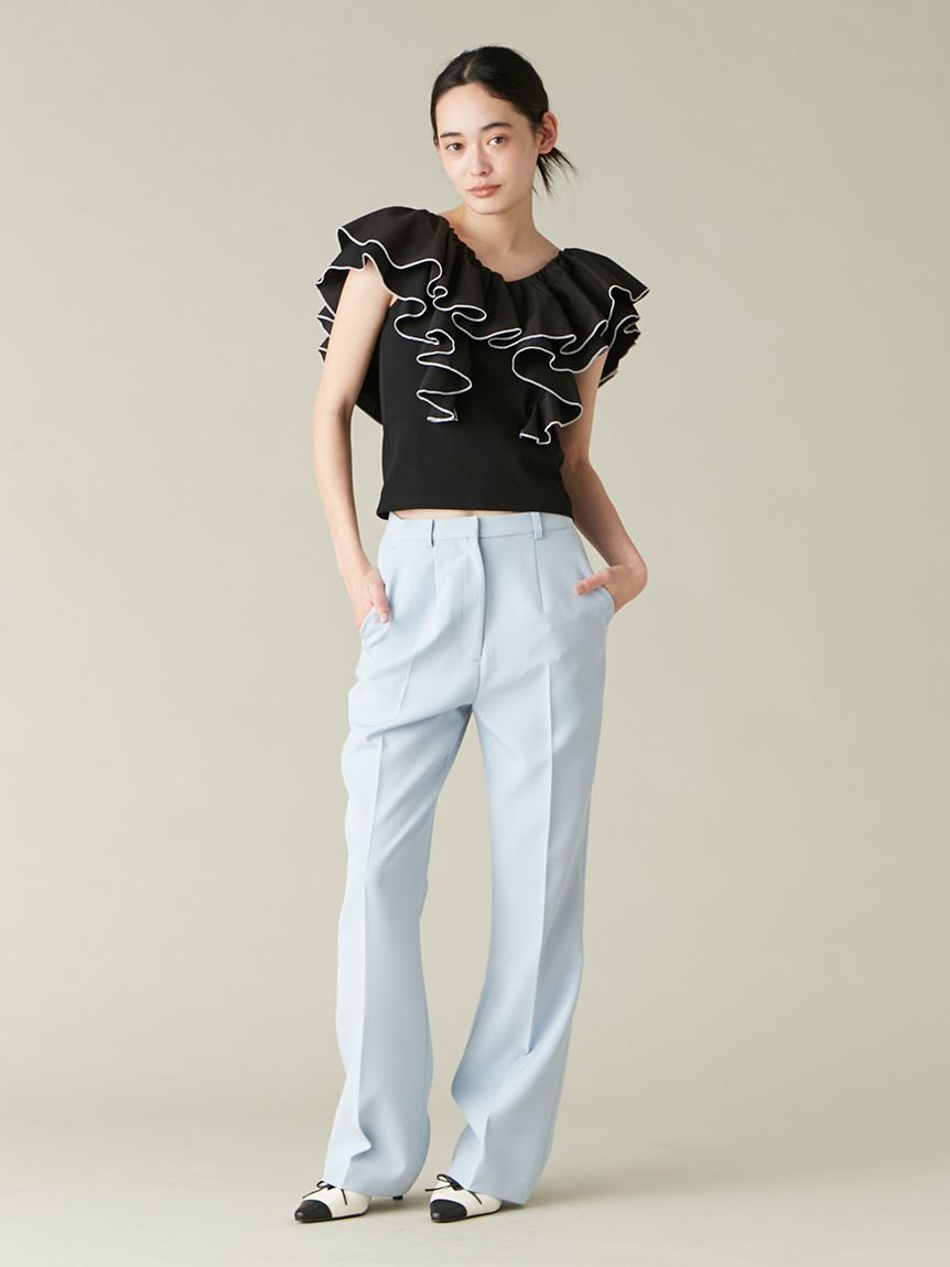 LILY BROWN「デコルテフリルカットトップス」|Tシャツ・カットソー|