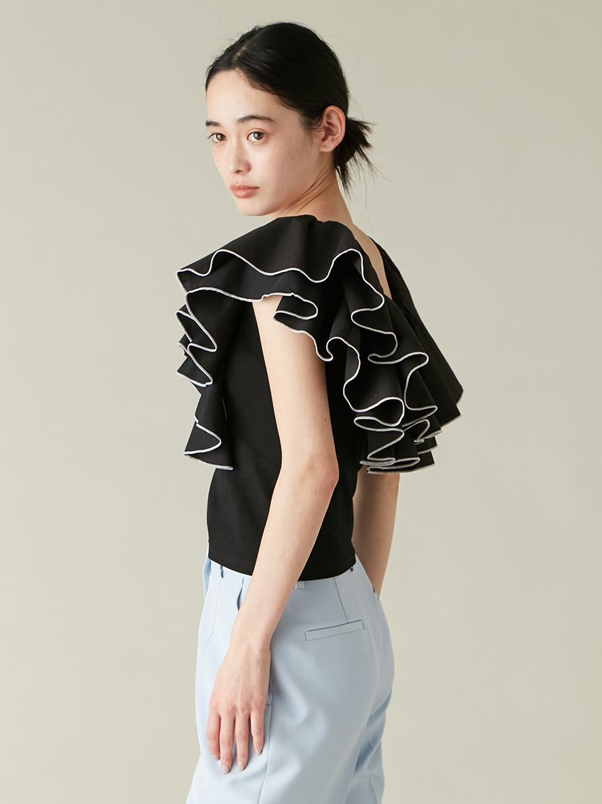 LILY BROWN「デコルテフリルカットトップス」|Tシャツ・カットソー|