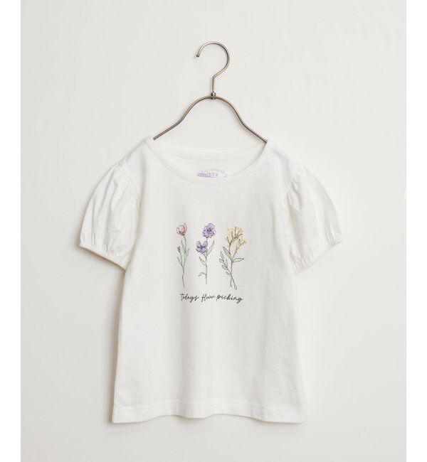 ikka kids「USAコットン パフスリーブプリントTシャツ（120~160cm）」|Tシャツ・カットソー|