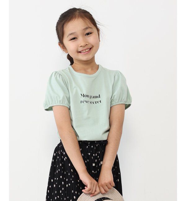 ikka kids「USAコットン パフスリーブプリントTシャツ（120~160cm）」|Tシャツ・カットソー|