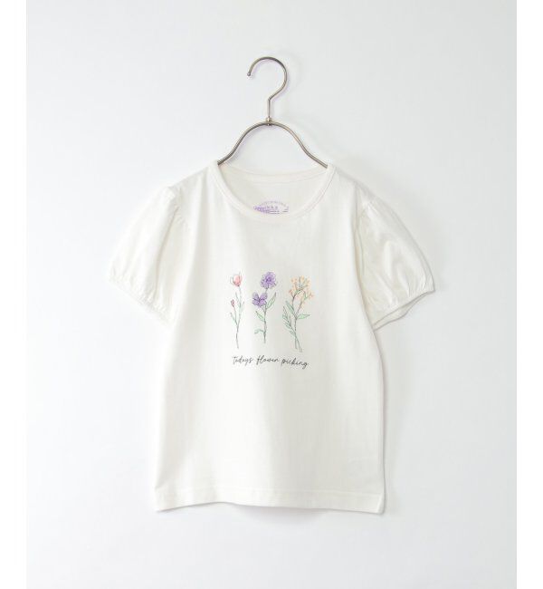 ikka kids「USAコットン パフスリーブプリントTシャツ（120~160cm）」|Tシャツ・カットソー|