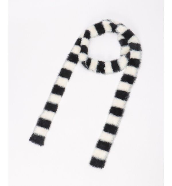 VENCE share style「ボーダーシャギーニットスリムマフラー」|バンダナ・スカーフ|