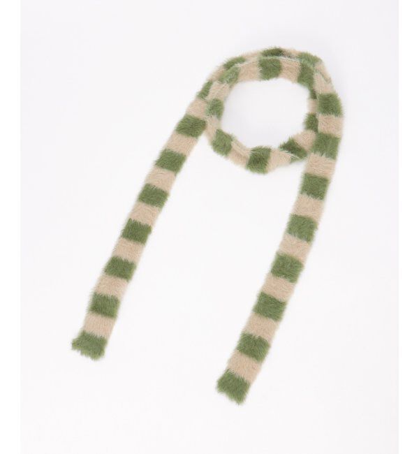 VENCE share style「ボーダーシャギーニットスリムマフラー」|バンダナ・スカーフ|