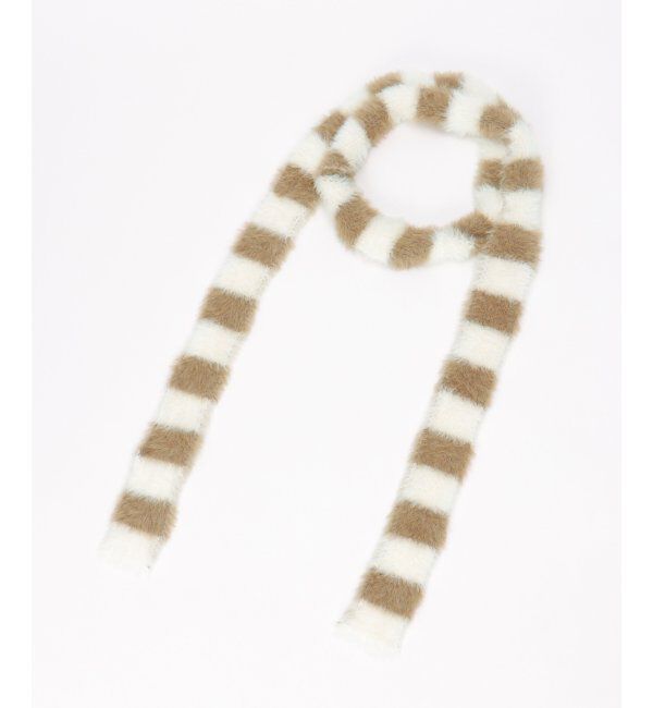 VENCE share style「ボーダーシャギーニットスリムマフラー」|バンダナ・スカーフ|