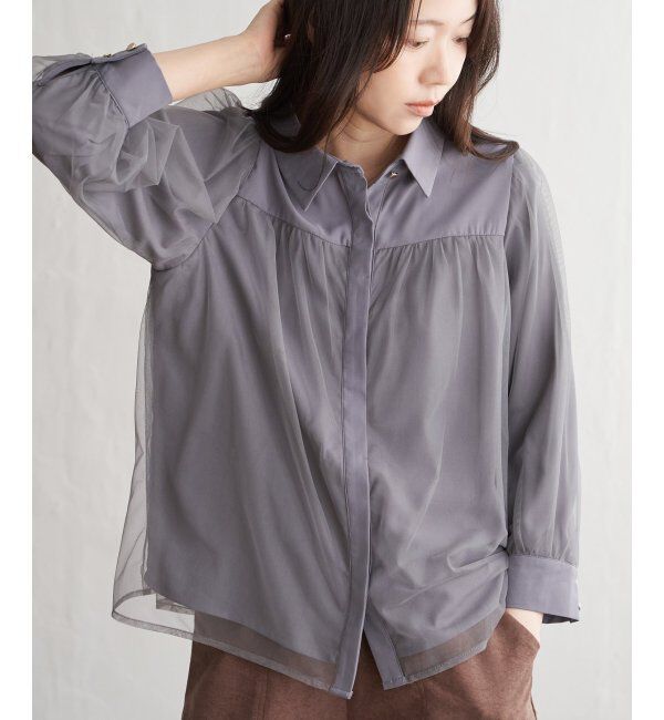 VENCE share style「チュールレイヤードシャツ」|シャツ・ブラウス|チャコール