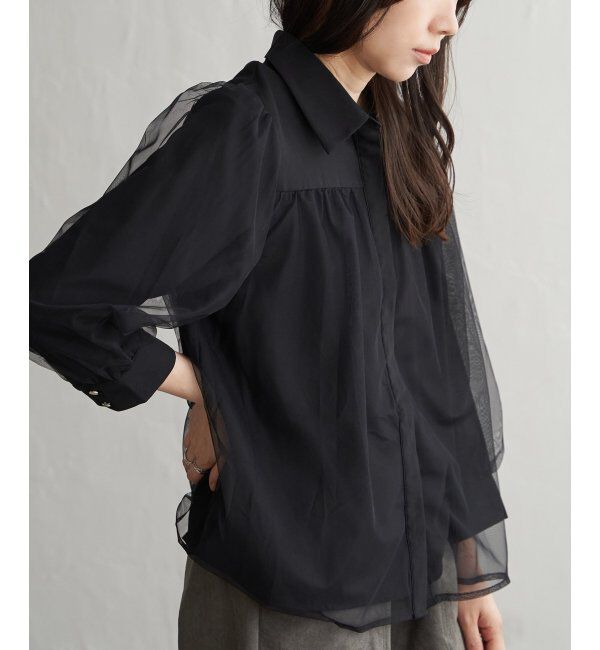 VENCE share style「チュールレイヤードシャツ」|シャツ・ブラウス|ブラック