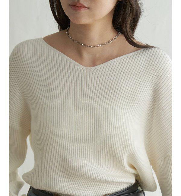 VENCE share style「12GリブVネックプルオーバー」|タンクトップ|オフホワイト