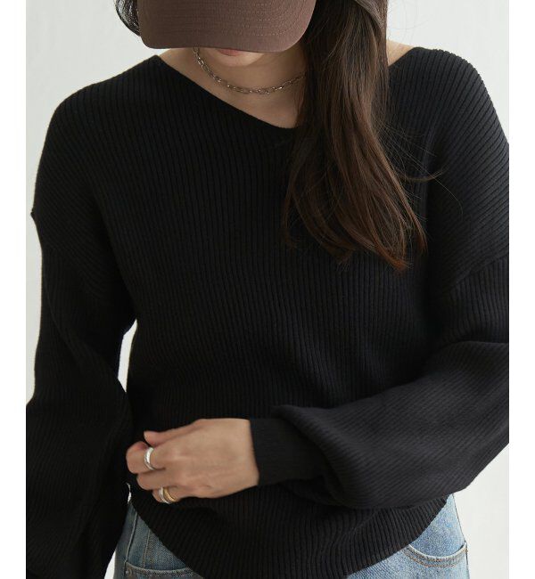 VENCE share style「12GリブVネックプルオーバー」|タンクトップ|ブラック