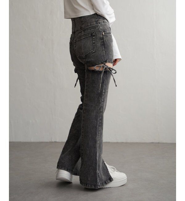 VENCE share style「サイドカットアウトフレアデニム」|デニム|