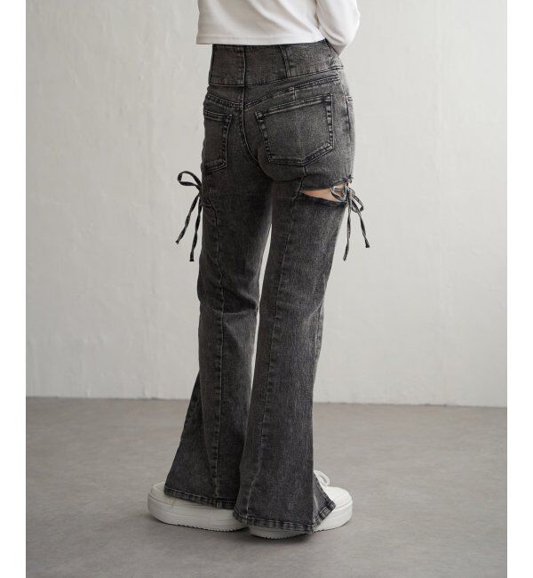 VENCE share style「サイドカットアウトフレアデニム」|デニム|