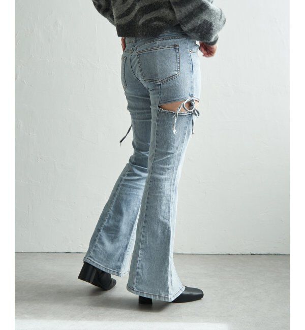 VENCE share style「サイドカットアウトフレアデニム」|デニム|
