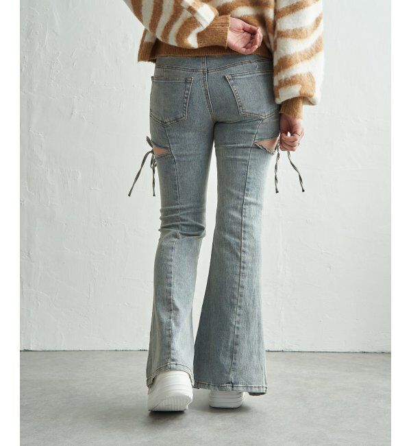 VENCE share style「サイドカットアウトフレアデニム」|デニム|