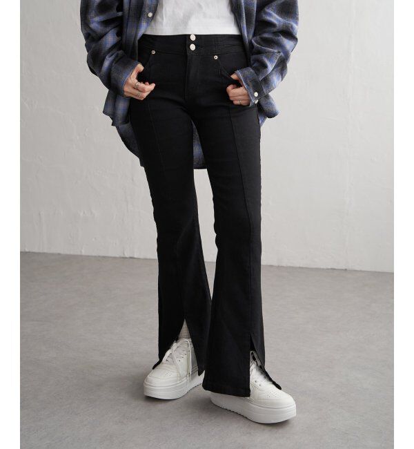 VENCE share style「ハイウエストセンタースリットデニム」|デニム|ブラック