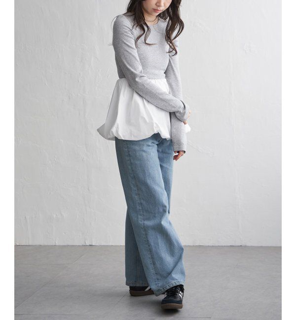 VENCE share style「異素材コンビバルーンチュニック」|ニット・セーター|