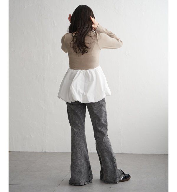 VENCE share style「異素材コンビバルーンチュニック」|ニット・セーター|