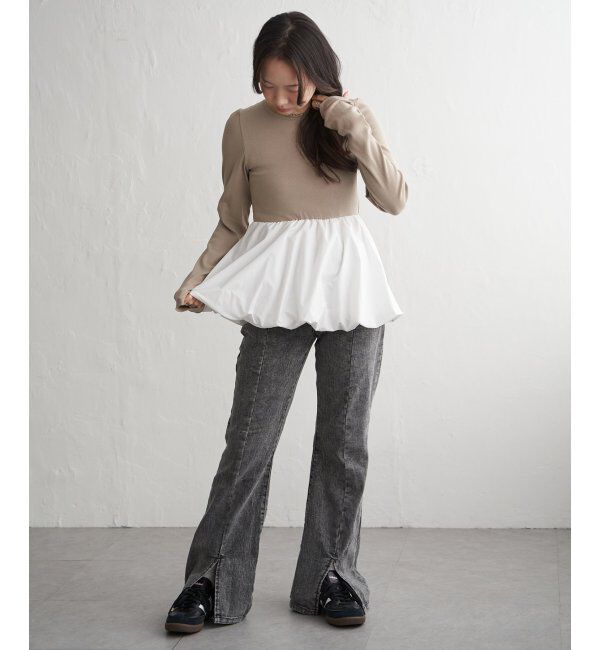 VENCE share style「異素材コンビバルーンチュニック」|ニット・セーター|