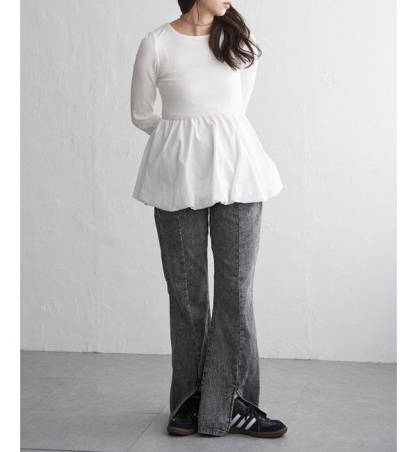 VENCE share style「異素材コンビバルーンチュニック」|ニット・セーター|