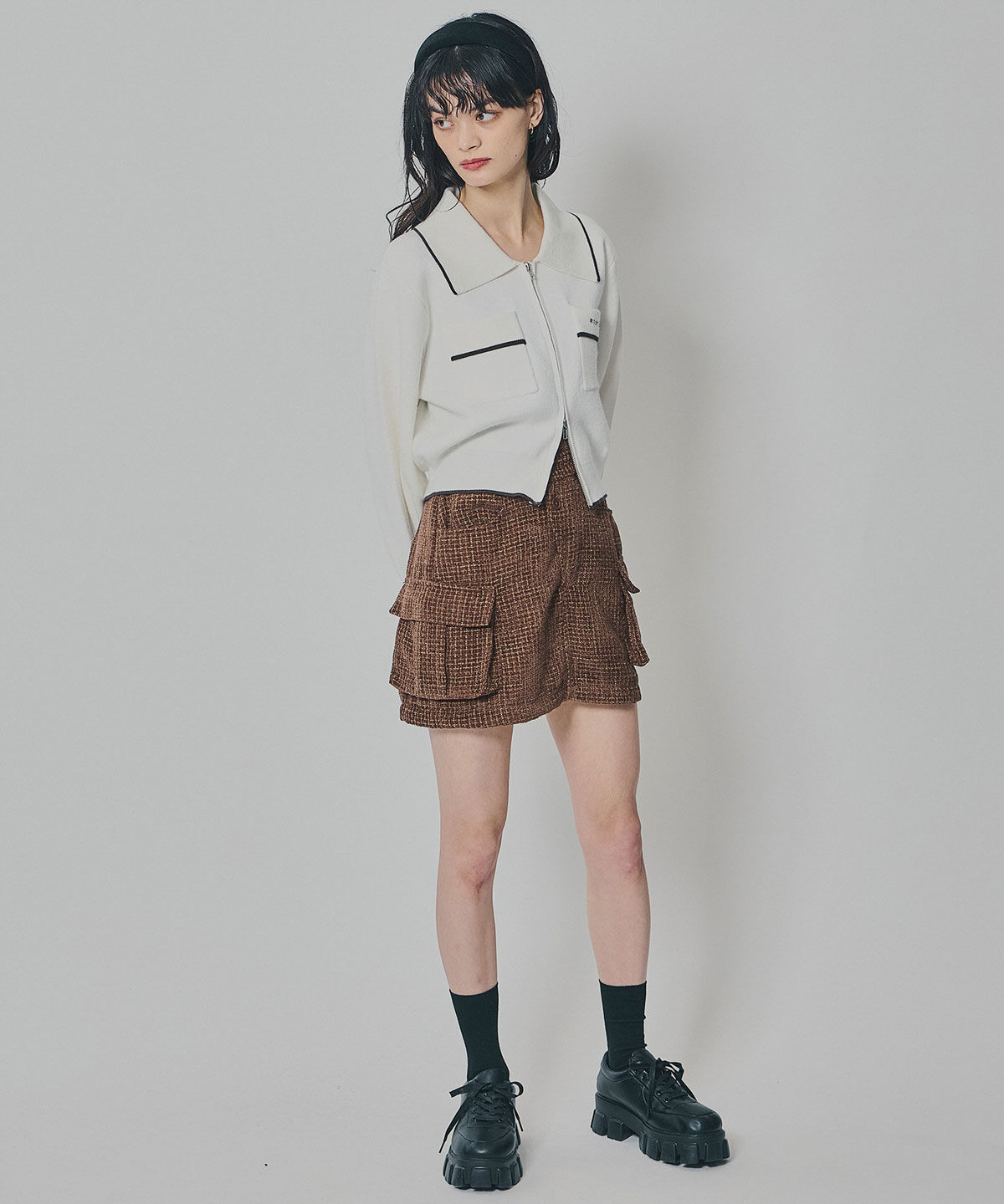 REDYAZEL「バイカラーラインZIPニットジャケット」|ニット・セーター|