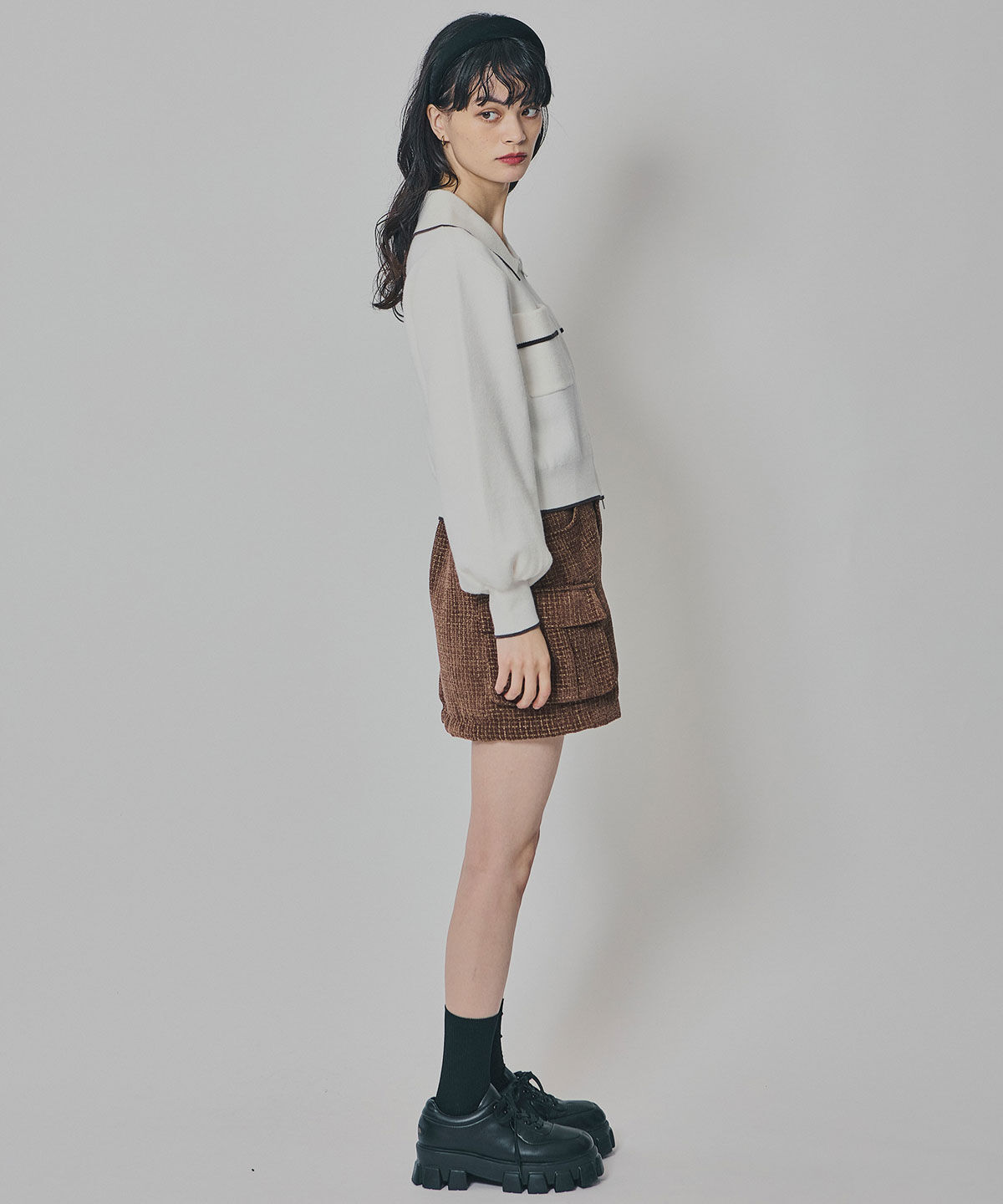 REDYAZEL「バイカラーラインZIPニットジャケット」|ニット・セーター|