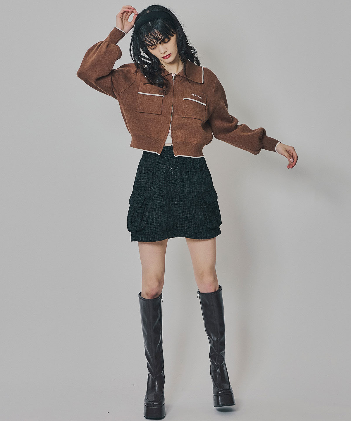 REDYAZEL「バイカラーラインZIPニットジャケット」|ニット・セーター|