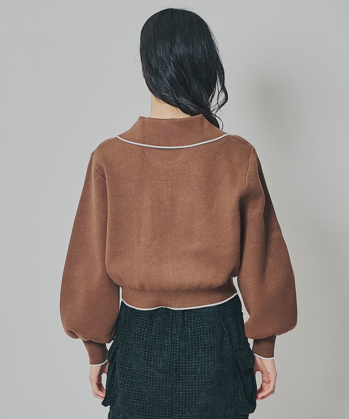 REDYAZEL「バイカラーラインZIPニットジャケット」|ニット・セーター|