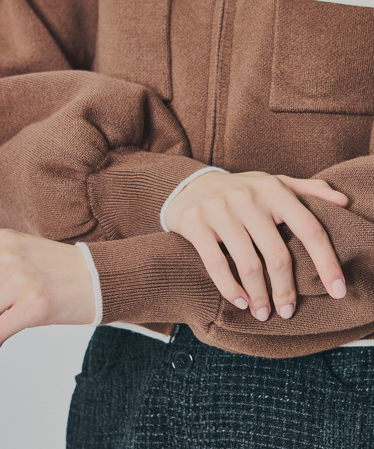 REDYAZEL「バイカラーラインZIPニットジャケット」|ニット・セーター|