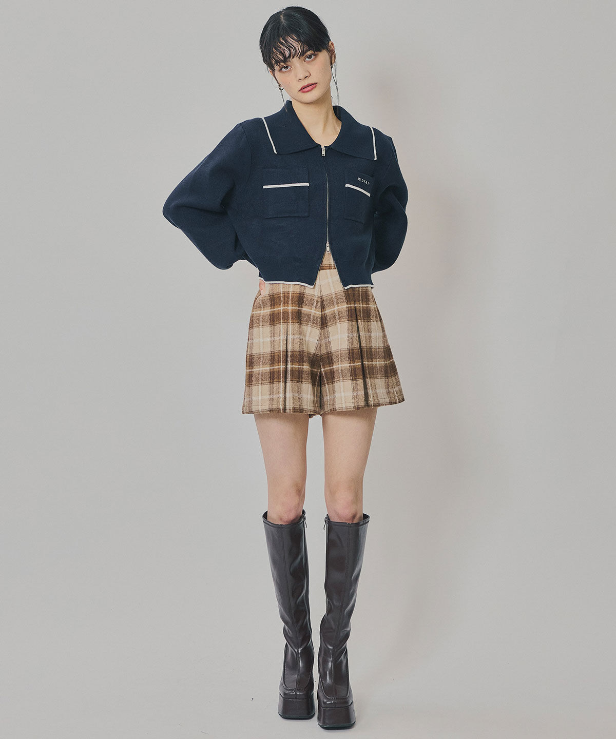 REDYAZEL「バイカラーラインZIPニットジャケット」|ニット・セーター|