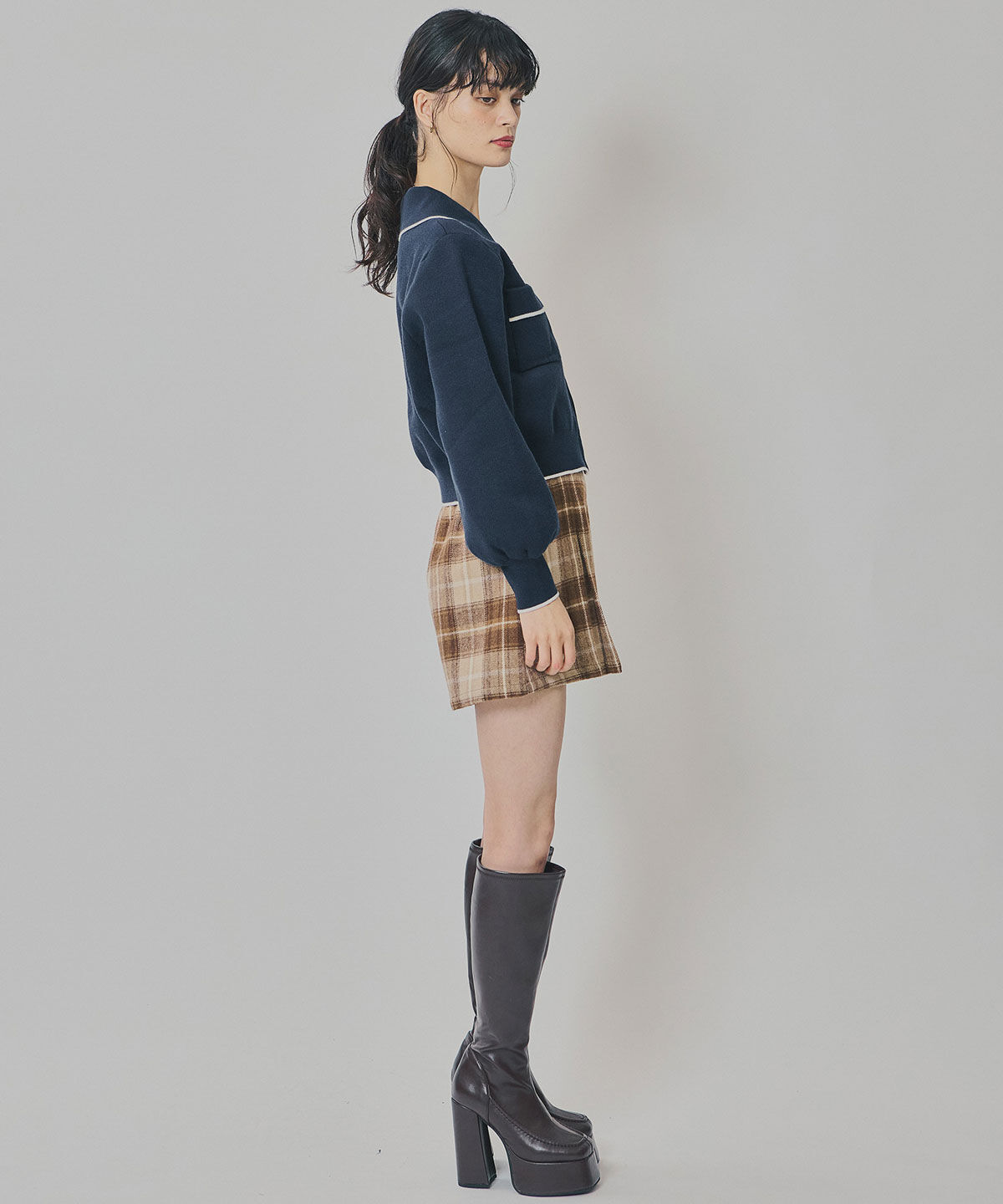 REDYAZEL「バイカラーラインZIPニットジャケット」|ニット・セーター|