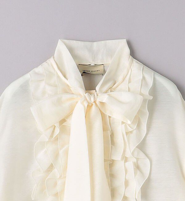 UNITED ARROWS「オーガンジー フリル＆ボウタイ ブラウス」|シャツ・ブラウス|