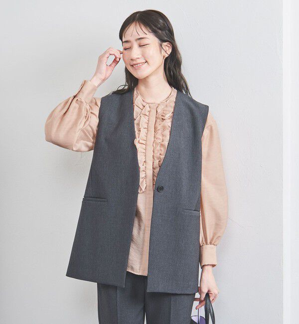 UNITED ARROWS「オーガンジー フリル＆ボウタイ ブラウス」|シャツ・ブラウス|LT.PINK