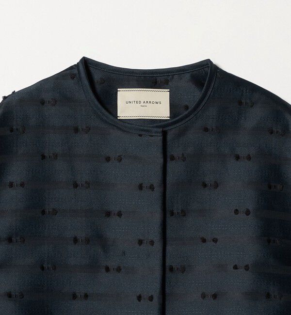 UNITED ARROWS「リボン カットジャガード コート」|ノーカラージャケット|