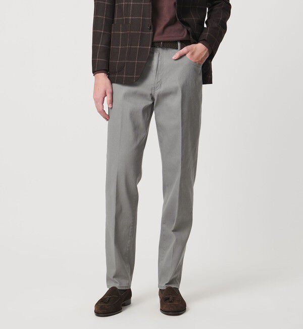UNITED ARROWS「ドリル 5ポケット  ベーシック テーパード ノープリーツ パンツ」|チノ|MD.GRAY