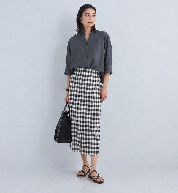 UNITED ARROWS green label relaxing「［size SHORTあり］キチントボトムス Iライン スリム タイト スカート ギンガムチェック」|タイト|