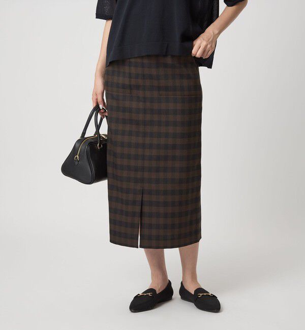 UNITED ARROWS green label relaxing「［size SHORTあり］キチントボトムス Iライン スリム タイト スカート ギンガムチェック」|タイト|その他2