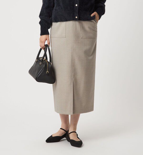 UNITED ARROWS green label relaxing「［size SHORT/TALLあり］キチントボトムス サキソニー Iライン スリム スカート」|タイト|BEIGE