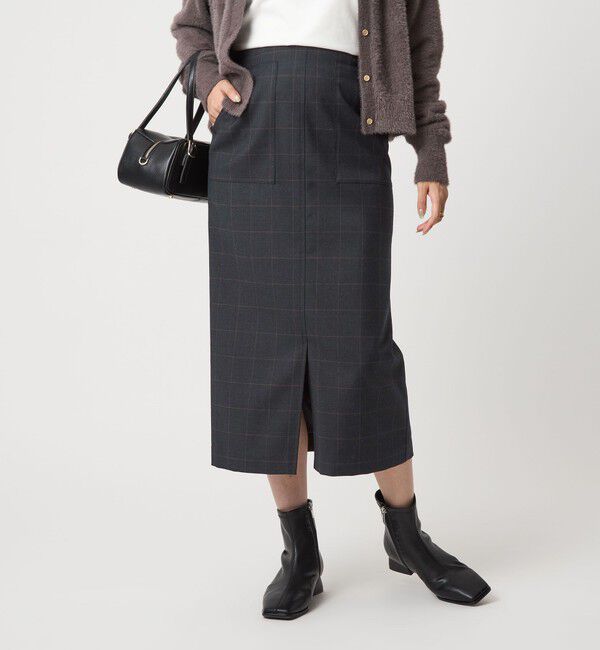 UNITED ARROWS green label relaxing「［size SHORT/TALLあり］キチントボトムス サキソニー Iライン スリム スカート」|タイト|