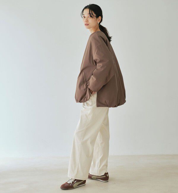 size SHORTあり］パフィー ノーカラー ブルゾン 撥水 保温性