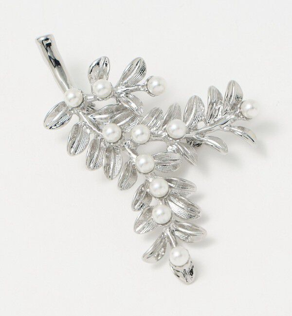 UNITED ARROWS green label relaxing「リーフ＆フェイクパール ブローチ」|ブローチ・コサージュ|