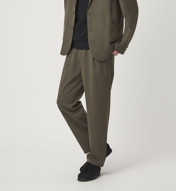 UNITED ARROWS green label relaxing「DICROS ポリエステル ツイル 1プリーツ W2 ユーティリティパンツ -ストレッチ・撥水-」|チノ|OLIVE