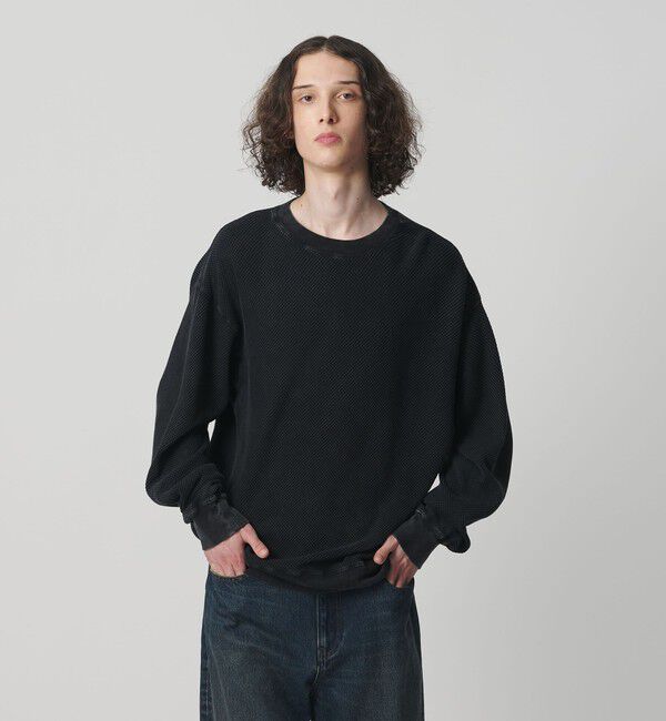 MONKEY TIME「ウォッシュド ワッフル クルーネック」|Tシャツ・カットソー|