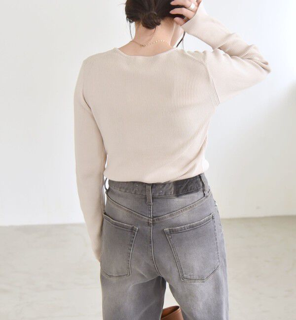 quaranciel「quaranciel:〈手洗い可能〉コットン リブ クルーネック ニット」|ニット・セーター|