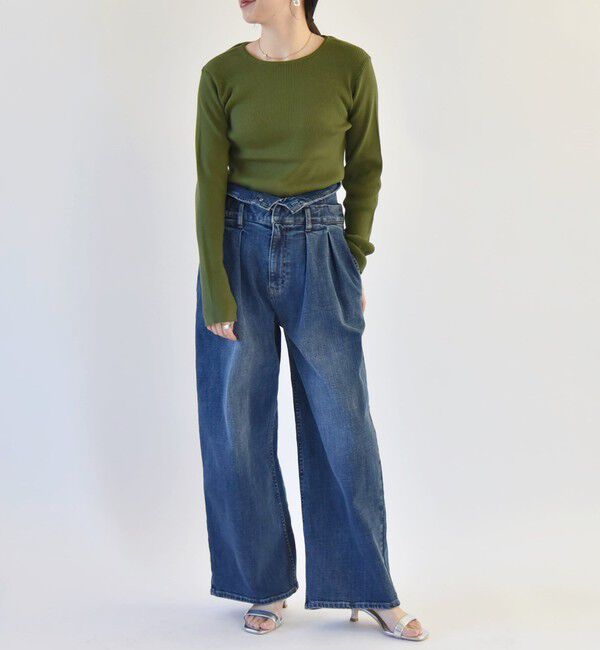 quaranciel「quaranciel:〈手洗い可能〉コットン リブ クルーネック ニット」|ニット・セーター|