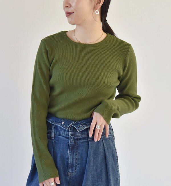 quaranciel「quaranciel:〈手洗い可能〉コットン リブ クルーネック ニット」|ニット・セーター|