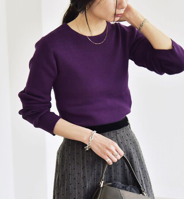 quaranciel「quaranciel:〈手洗い可能〉コットン リブ クルーネック ニット」|ニット・セーター|