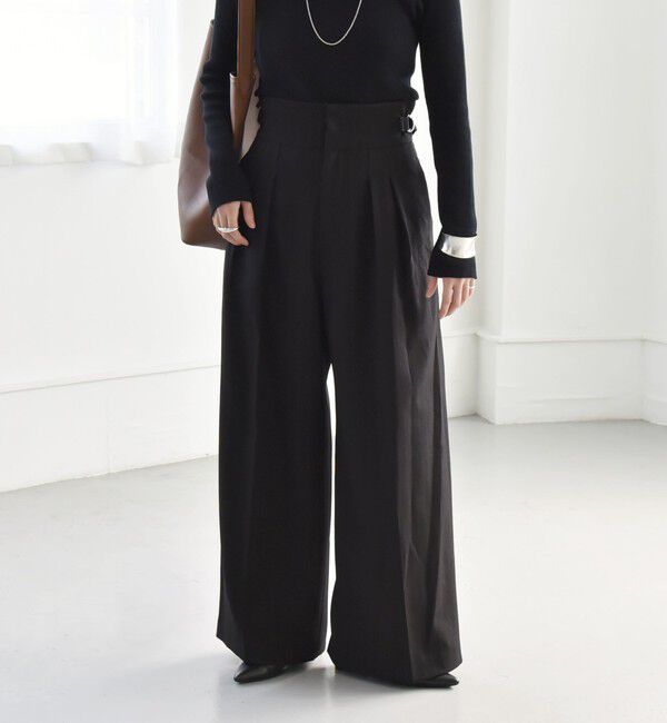 quaranciel「quaranciel:〈洗濯機可能〉ストライプ ハイウエスト ワイドパンツ」|その他|