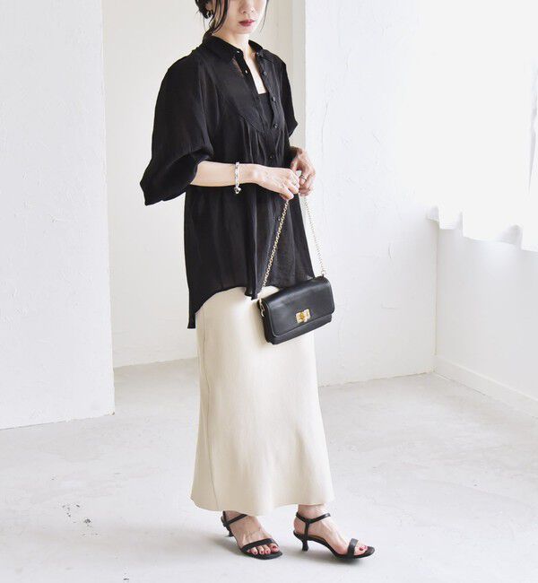 quaranciel「quaranciel:〈洗濯機可能〉シアー ボリュームスリーブ ヨーク ギャザー シャツ ブラウス」|シャツ・ブラウス|