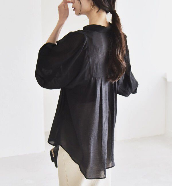 quaranciel「quaranciel:〈洗濯機可能〉シアー ボリュームスリーブ ヨーク ギャザー シャツ ブラウス」|シャツ・ブラウス|