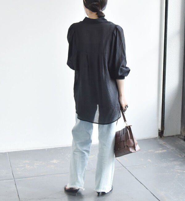 quaranciel「quaranciel:〈洗濯機可能〉シアー ボリュームスリーブ ヨーク ギャザー シャツ ブラウス」|シャツ・ブラウス|