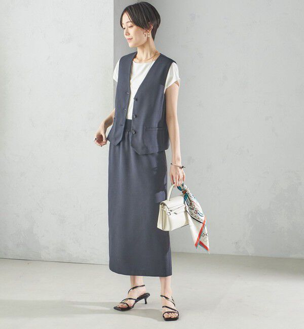 SHIPS for women「〈手洗い可能〉Asami 麻調合繊 ウエスト リブ タイト スカート」|タイト|