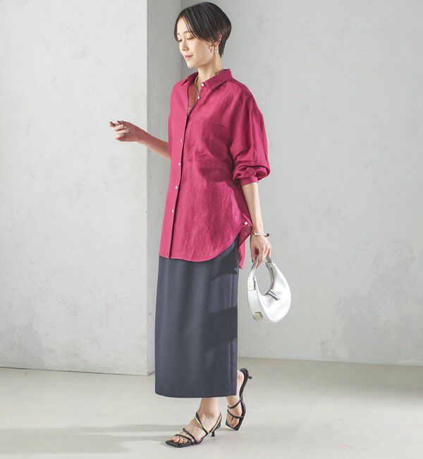 SHIPS for women「〈手洗い可能〉Asami 麻調合繊 ウエスト リブ タイト スカート」|タイト|